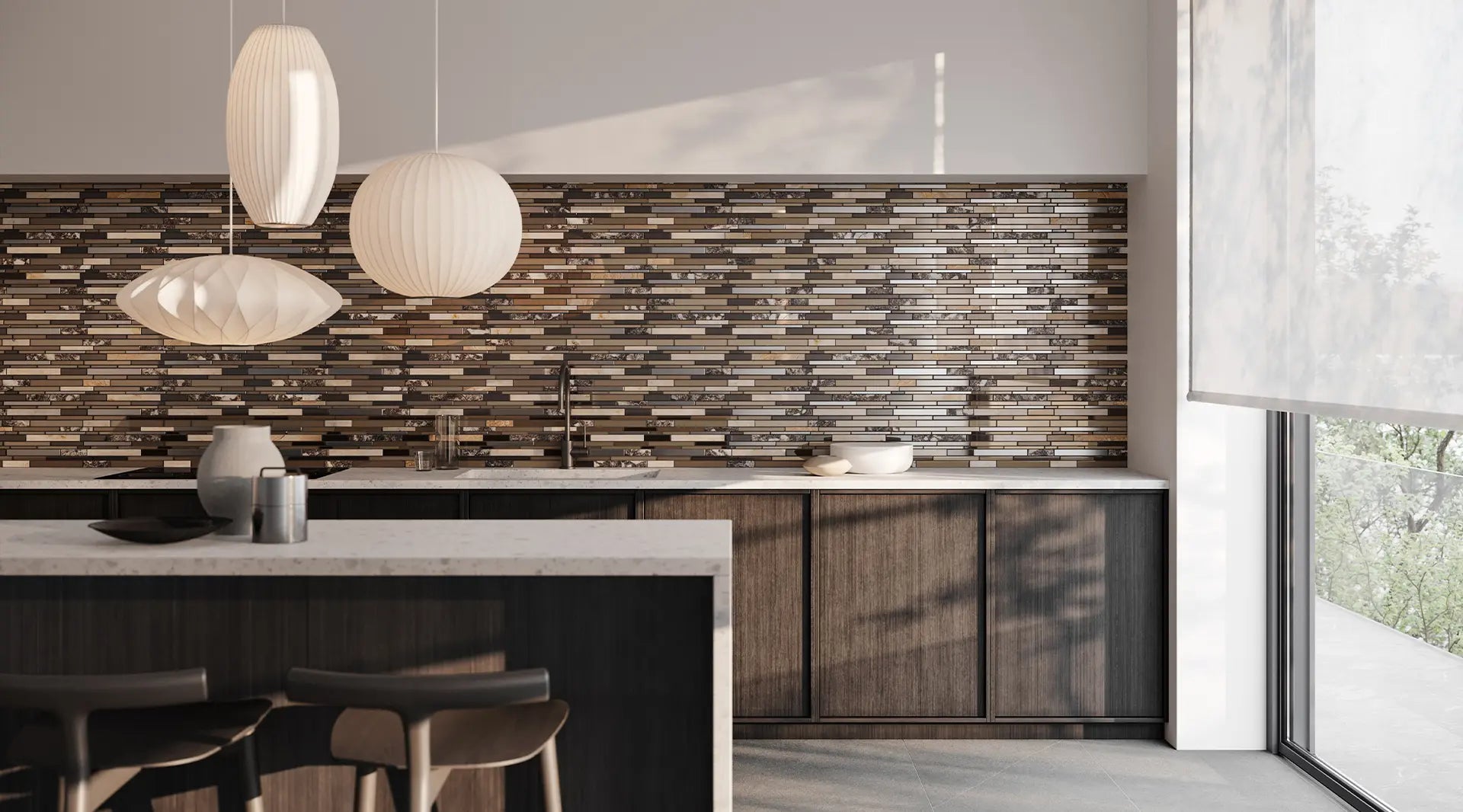 GSS Mosaic Stone Blend&Glass&Stainless Steel Mosaic