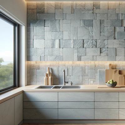 Blue Limestone Mosaic tile and surface collection