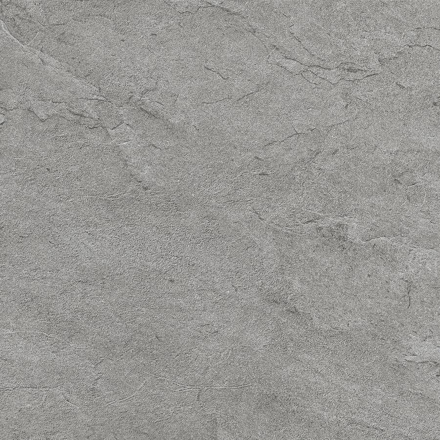 Porcelain tile with a textured gray stone finish for flooring or wall design.