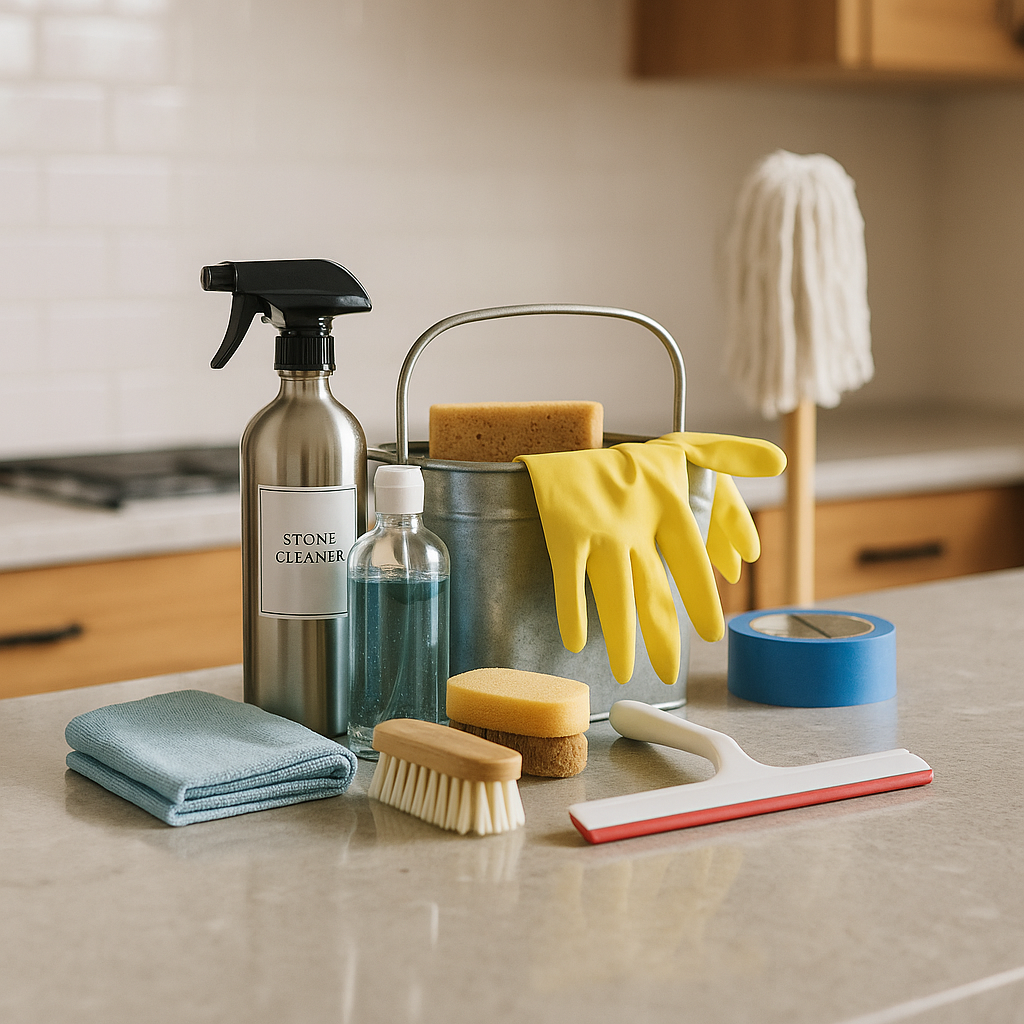 Cleaning accessories for interior design and architecture maintenance and restoration.