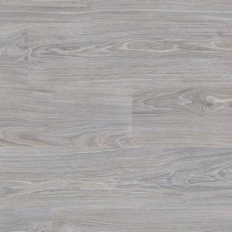 A close-up image of a porcelain tile with a wood grain pattern. The tile has a muted blend of light and dark gray tones, simulating the look of weathered wood with subtle lines and streaks.