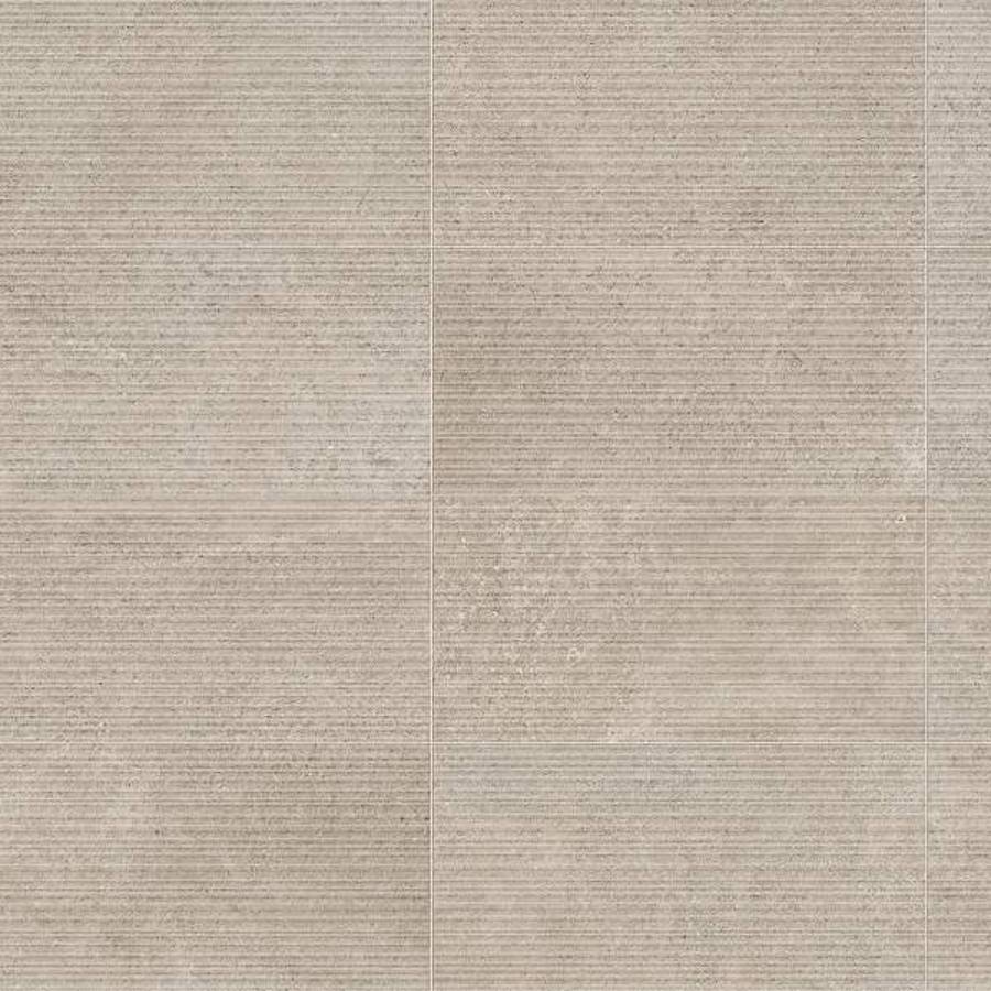 Porcelain tile with subtle beige tones and textured surface design.