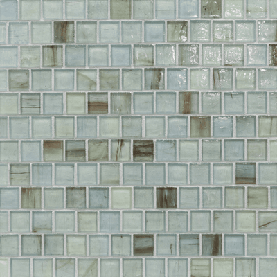 Haisen Aqua Colored Glass Mosaic, Trim