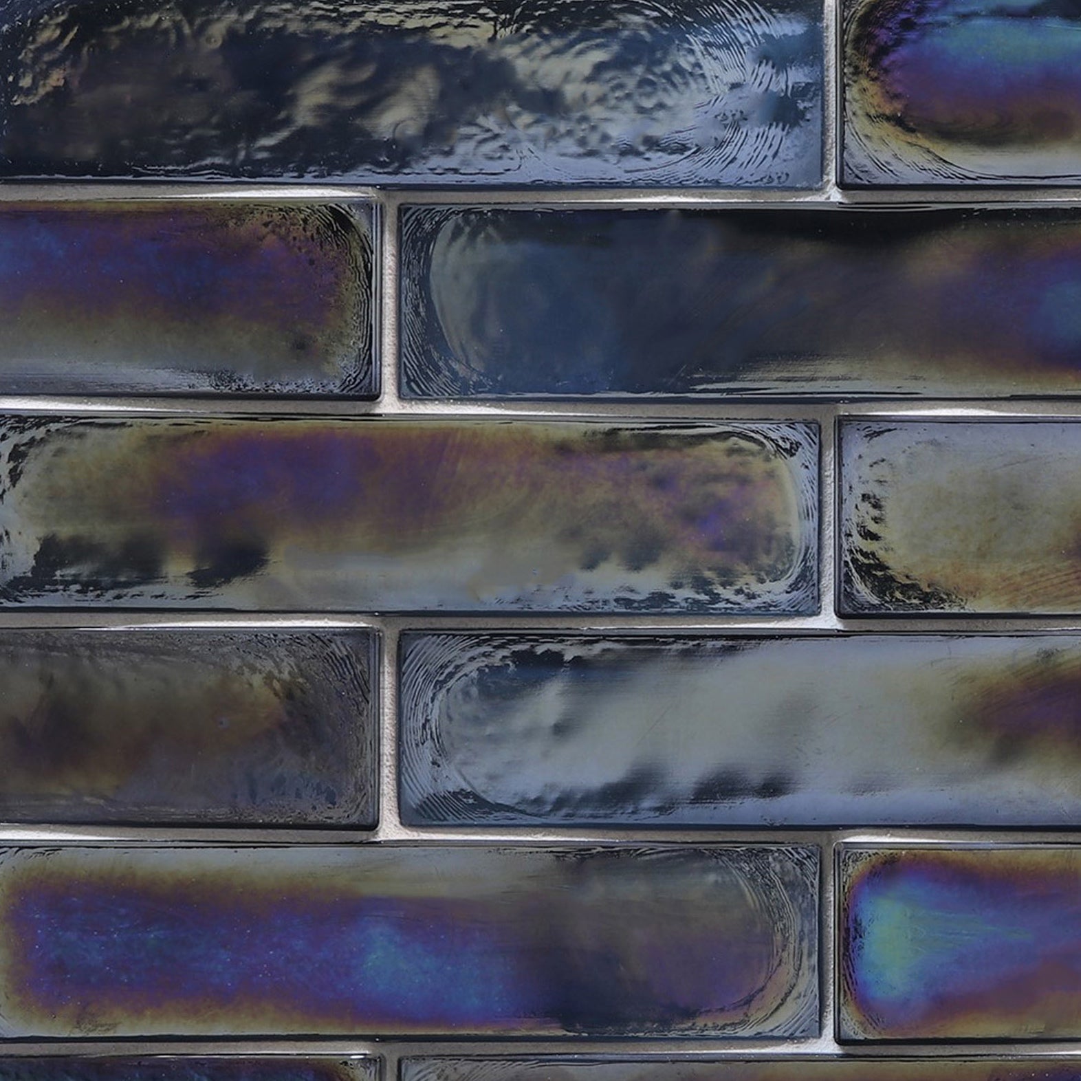 Origami Field Cottage Blue Colored Glass Field Tile