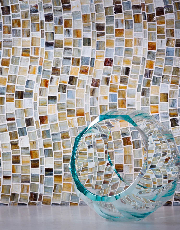 Tozen Colored Glass Mosaic, Field Tile, Trim