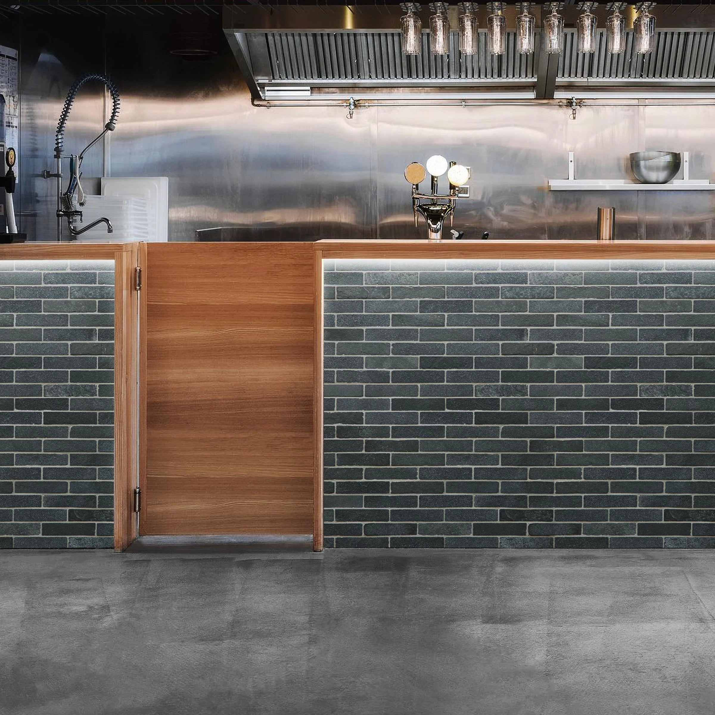 Lime Black Limestone Thin Brick