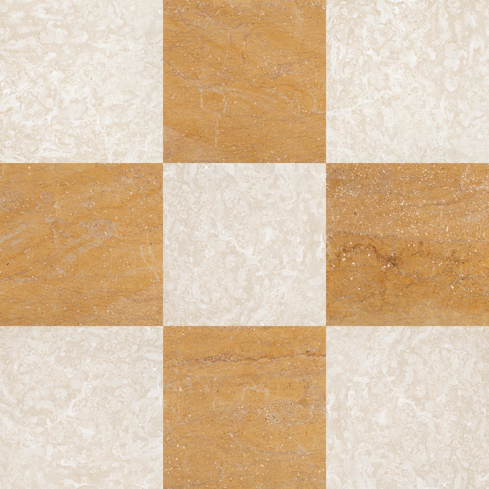 Giallo Reale & Botticino Fiorito Checkerboard