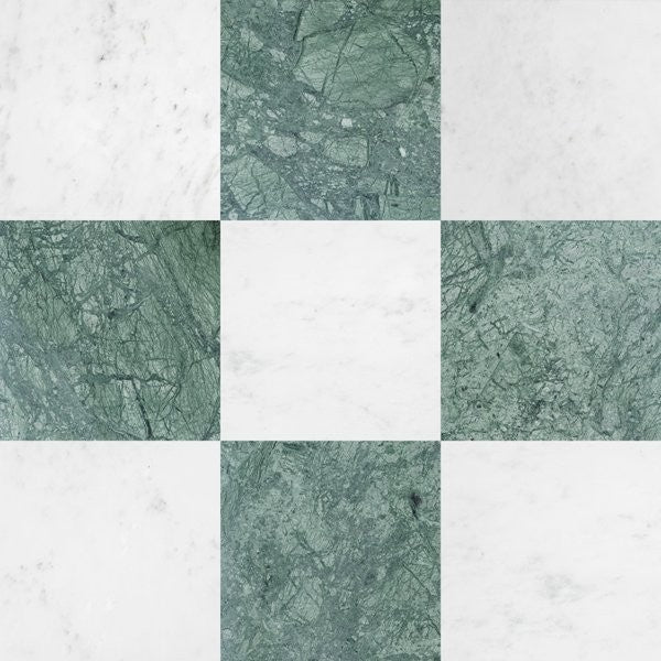 Oriental White & Empress Green Checkerboard