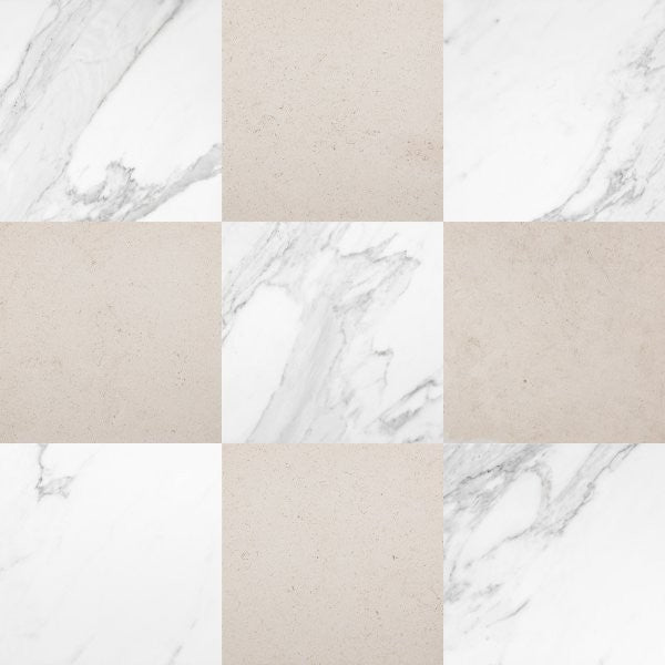 Porto Beige & Calacatta Gold Checkerboard
