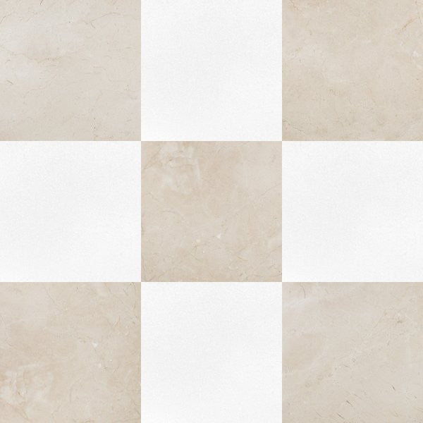 Thassos White & Crema Marfil Select Checkerboard
