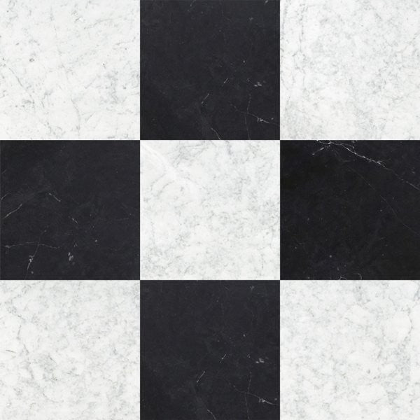 White Carrara & Negro Marquina Checkerboard