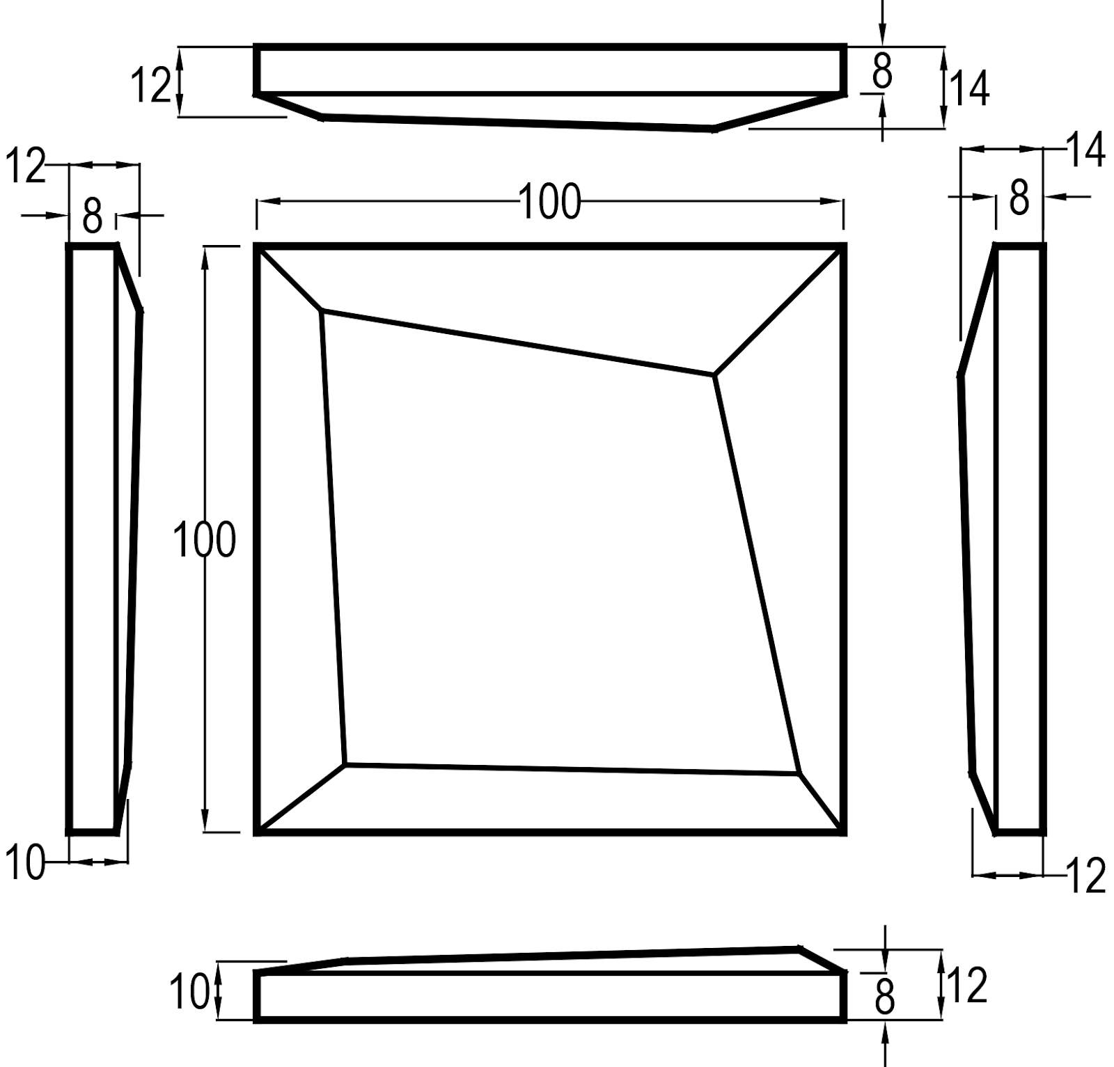 Origami Field Trapeze Colored Glass Field Tile