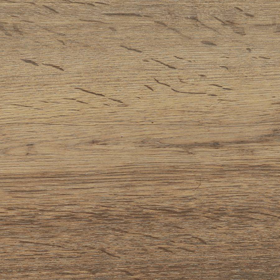 Porcelain tile with wood grain design in brown tones.