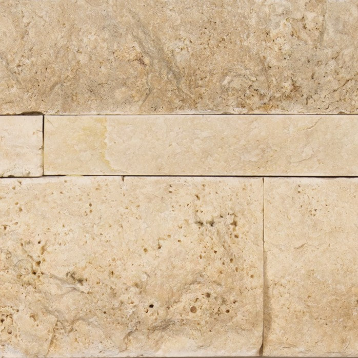 Siena Avorio Travertine ledger stone panel close look
