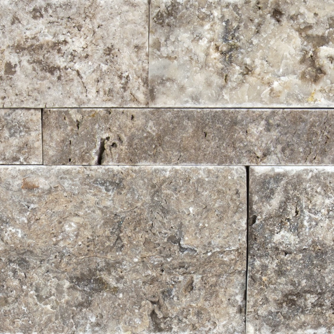Silver Ash Travertine ledger stone panel close look