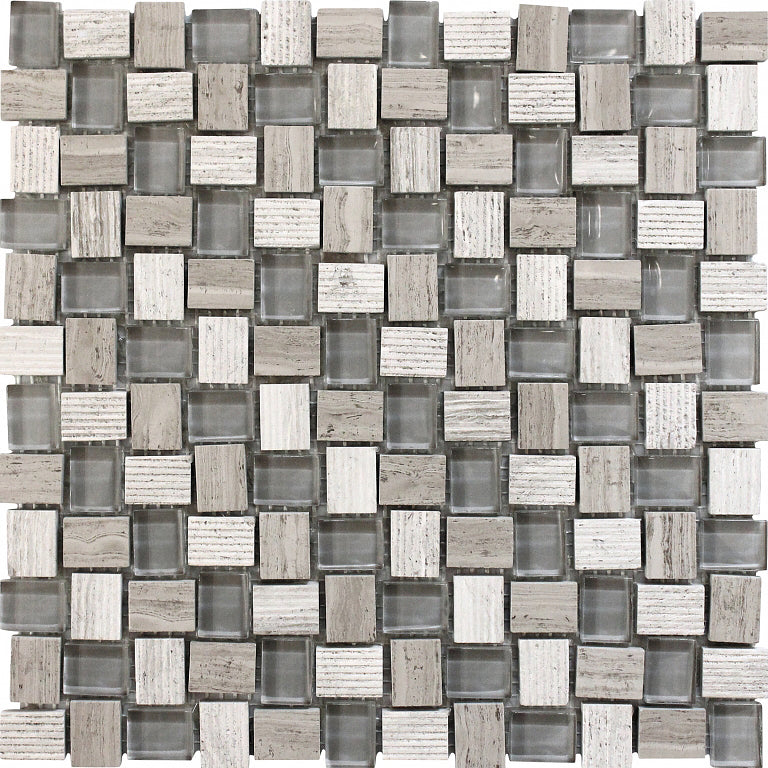 Bali Wooden Grey Colored Glass Mosaic