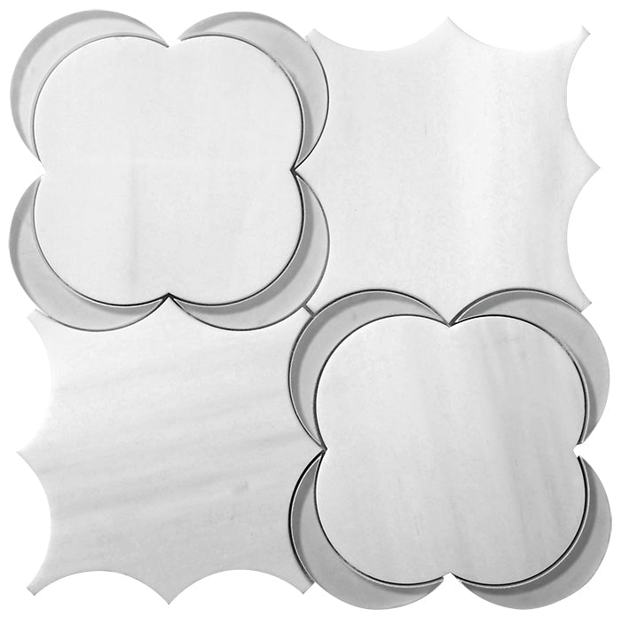 Waterjet White Colored Glass Mosaic