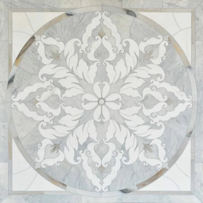 Intricate mosaic medallions for elegant interior design accents and timeless sophistication.