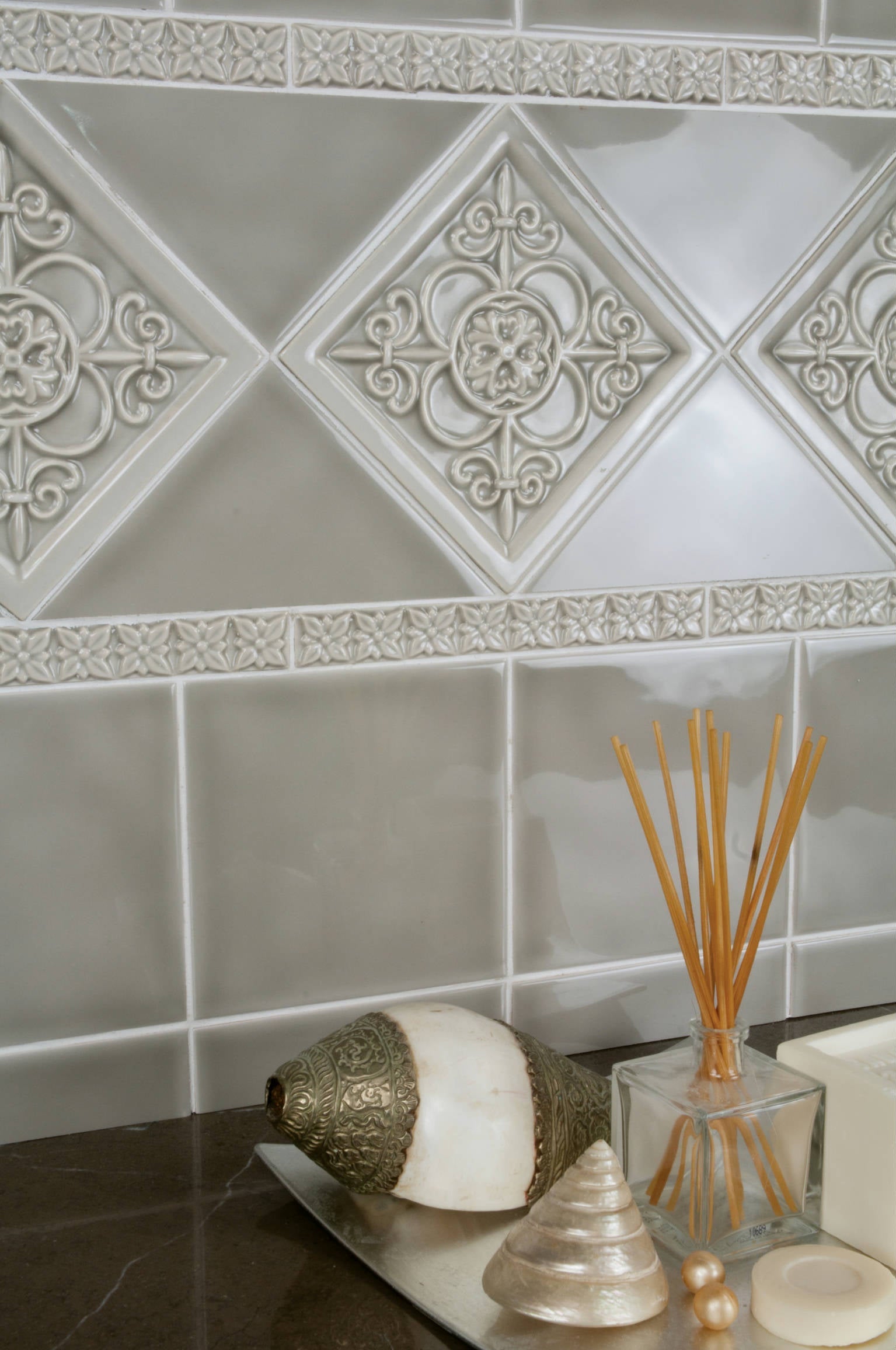 Elegant decorative tile layout accessories for sophisticated interior design projects.