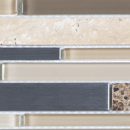 GSS Mosaic Woodland Park Stone Blend&Glass&Stainless Steel Mosaic