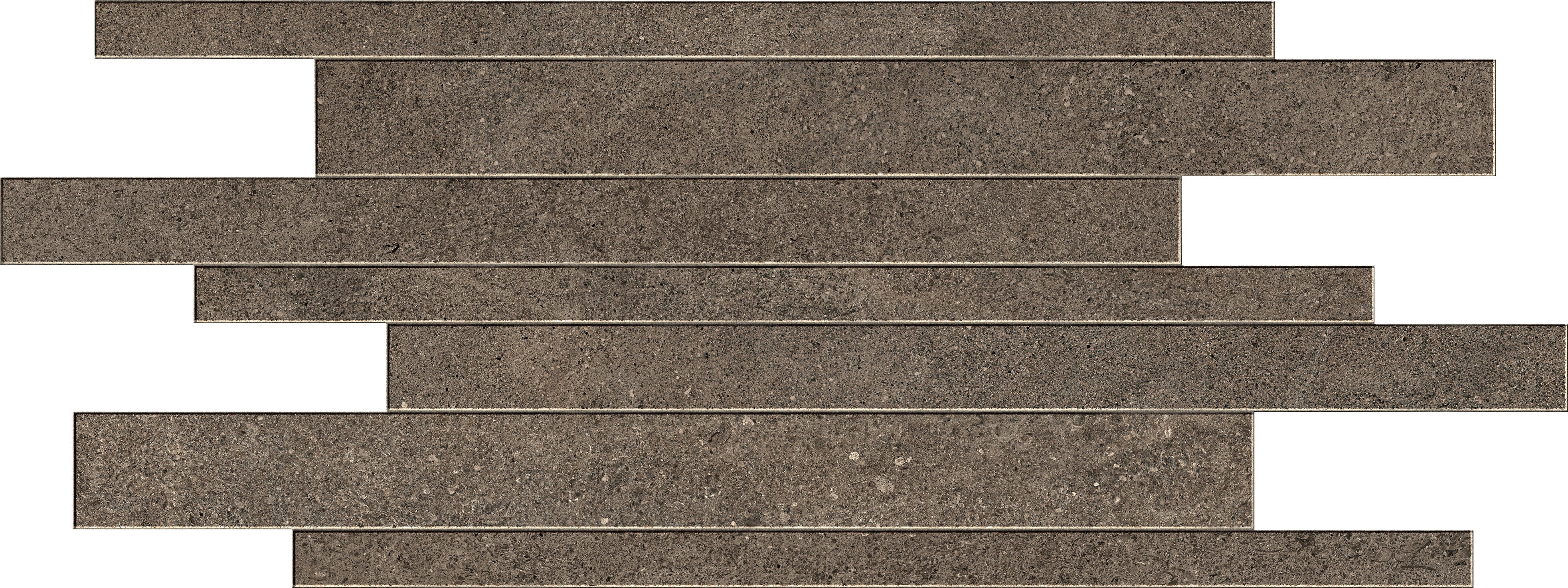 INFINITY Earth porcelain mosaic, top-down product view, 12"×24"×11/32" size. Premium porcelain for floors and walls.