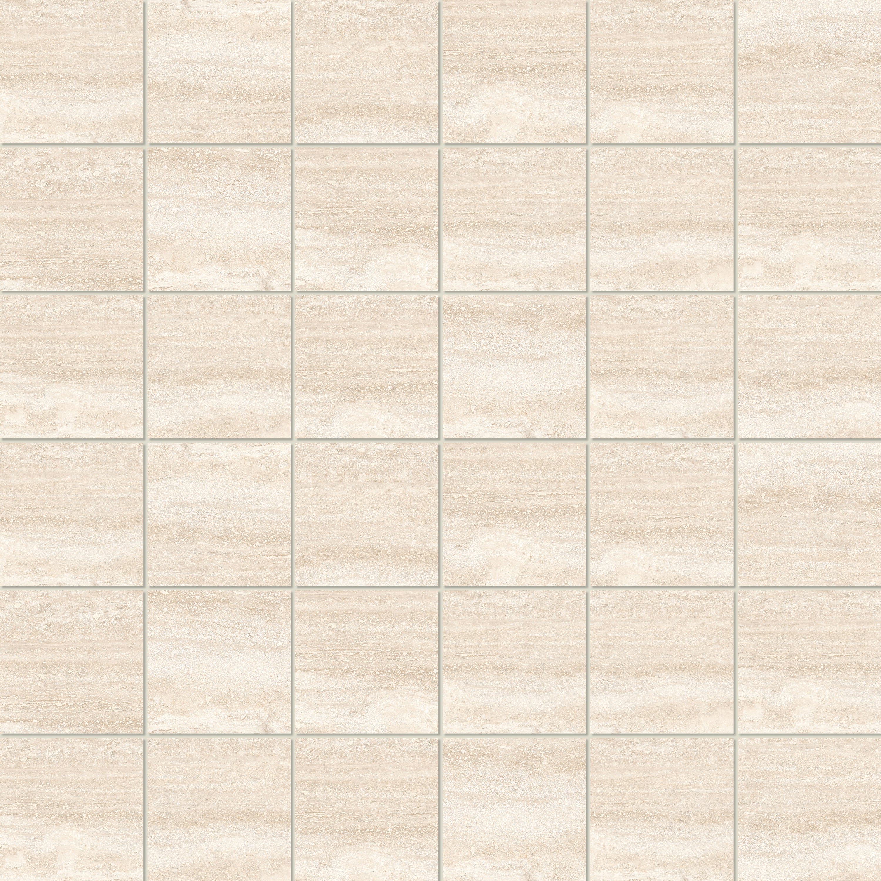 Pisa Beige porcelain mosaic, top-down product view, 12"×12"×5/16" size. Premium porcelain for floors and walls.