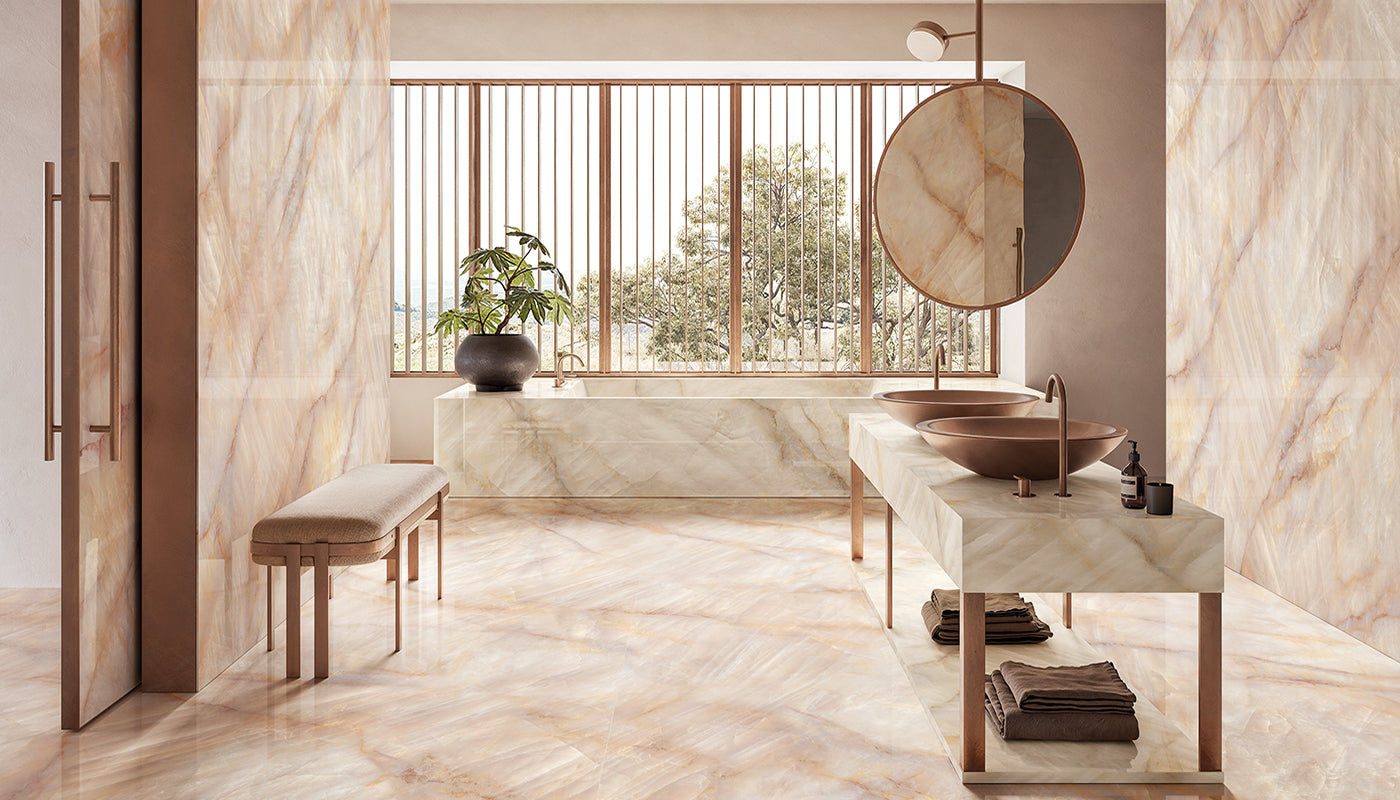 Tele di Marmo Crystal EXTRA PINK porcelain mosaic tile by Emil, full lappato finish, 12"x12" size. Premium Italian porcelain for floors and walls.