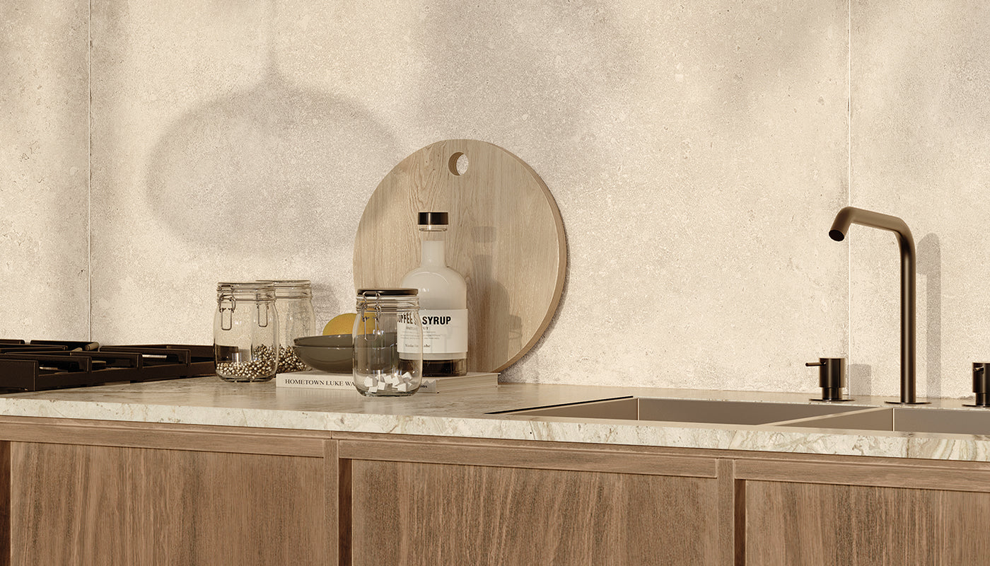 Ever-Stone SAND porcelain mosaic tile by Emil, naturale finish, 8"x12" size. Premium Italian porcelain for floors and walls.