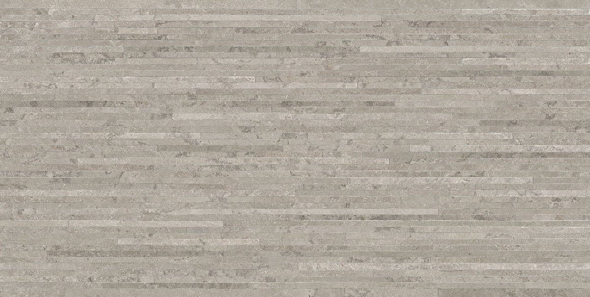 Portland Stone Lead porcelain field tile by Emil, naturale finish, 23 5/8"x47 1/4"x9-mm size. Premium Italian porcelain for floors and walls.