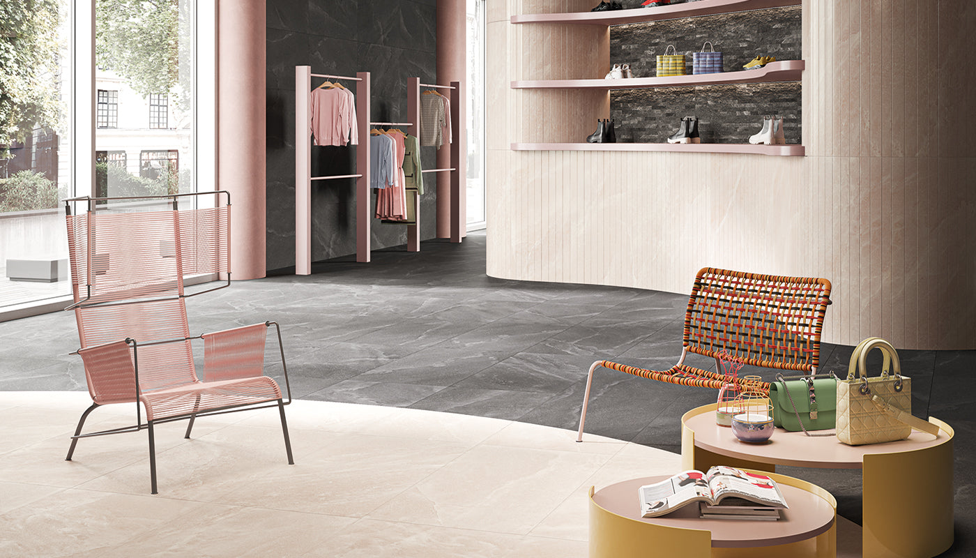 Salt Stone Pink Halite porcelain field tile by Emil, naturale finish, 23 5/8"x23 5/8"x9.5-mm size. Premium Italian porcelain for floors and walls.
