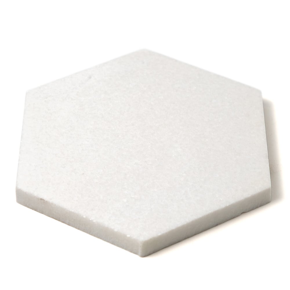 THASSOS WHITE POLISHED MARBLE: Hexagon Field Tile (5 25/32"Γ5"Γ3/8" | polished | straight cut)