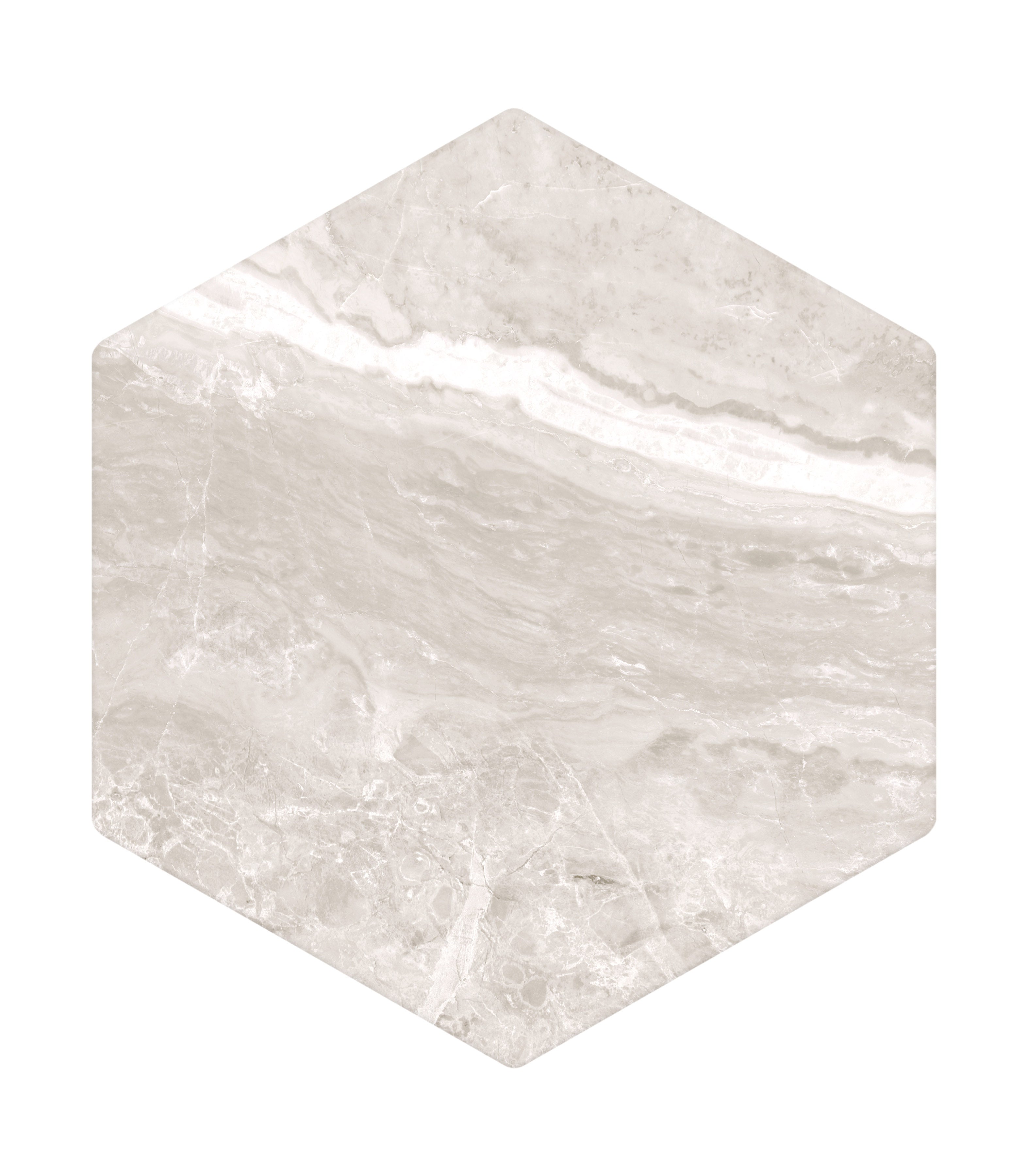 TEMPEST ELEGANCE: Blizzard Bliss Hexagon Field Tile (8"x8"x8-mm | natural | pressed)