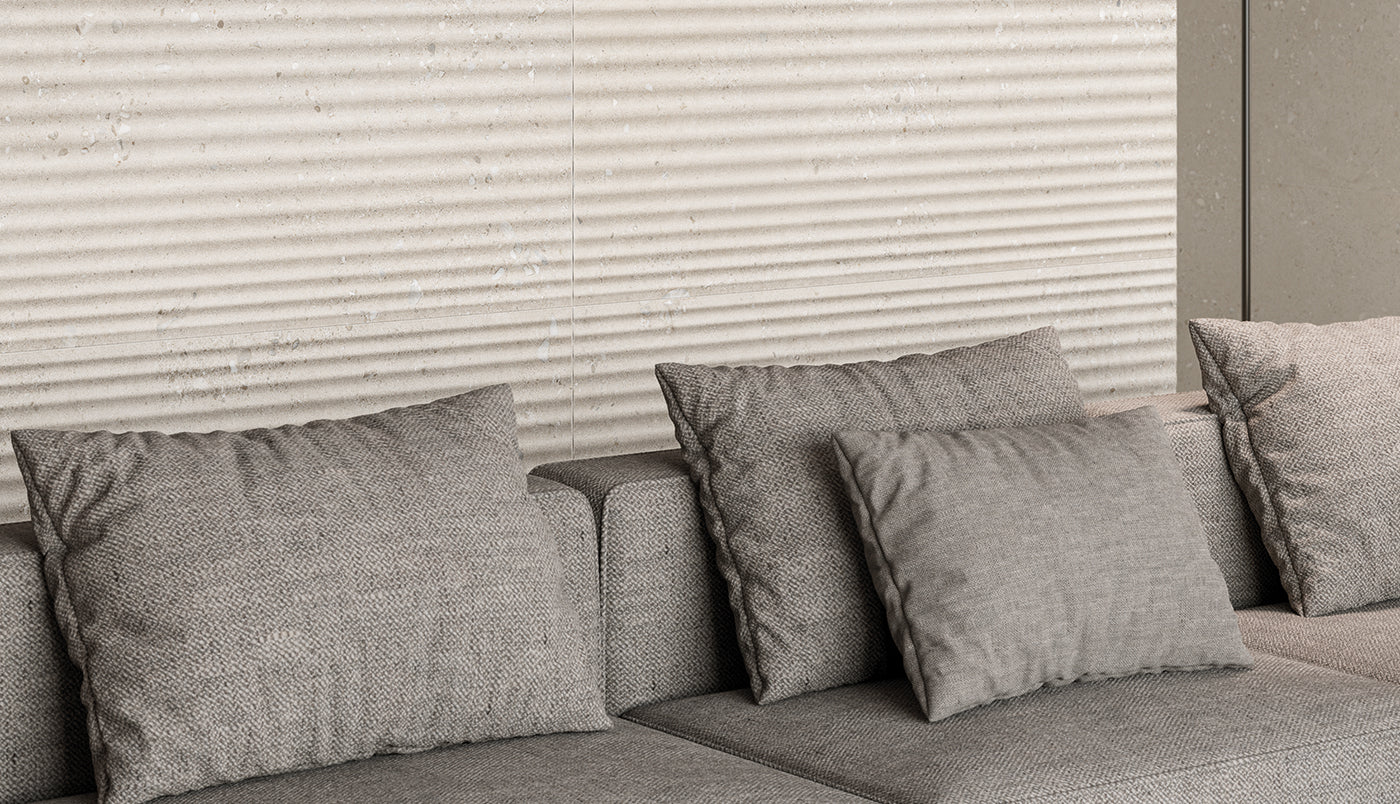 GemmaStone Greige porcelain field tile by Emil, silktech finish, 23 5/8"x47 1/4"x9-mm size. Premium Italian porcelain for floors and walls.