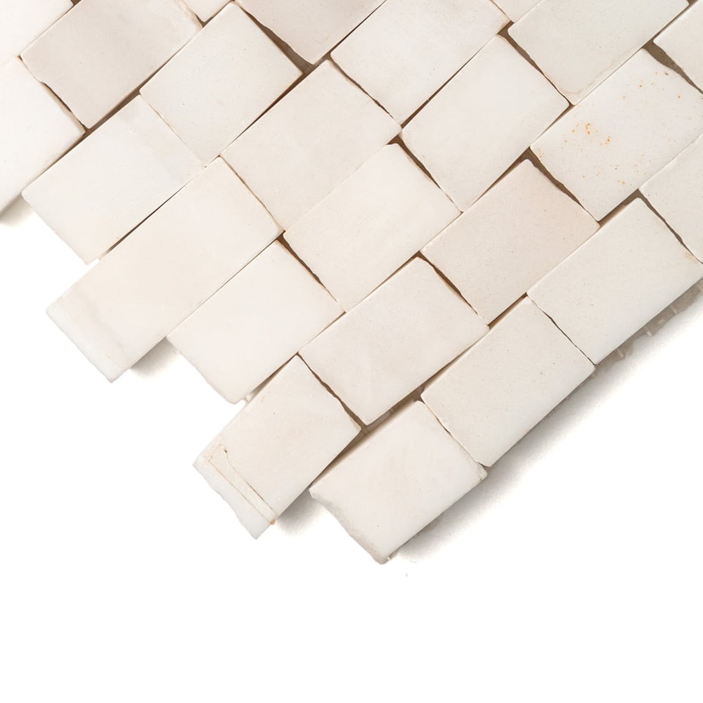 Bianco Dolomiti Tessera Dolomite Mosaic (11 3/4"×12"×3/8" | honed | rustic)