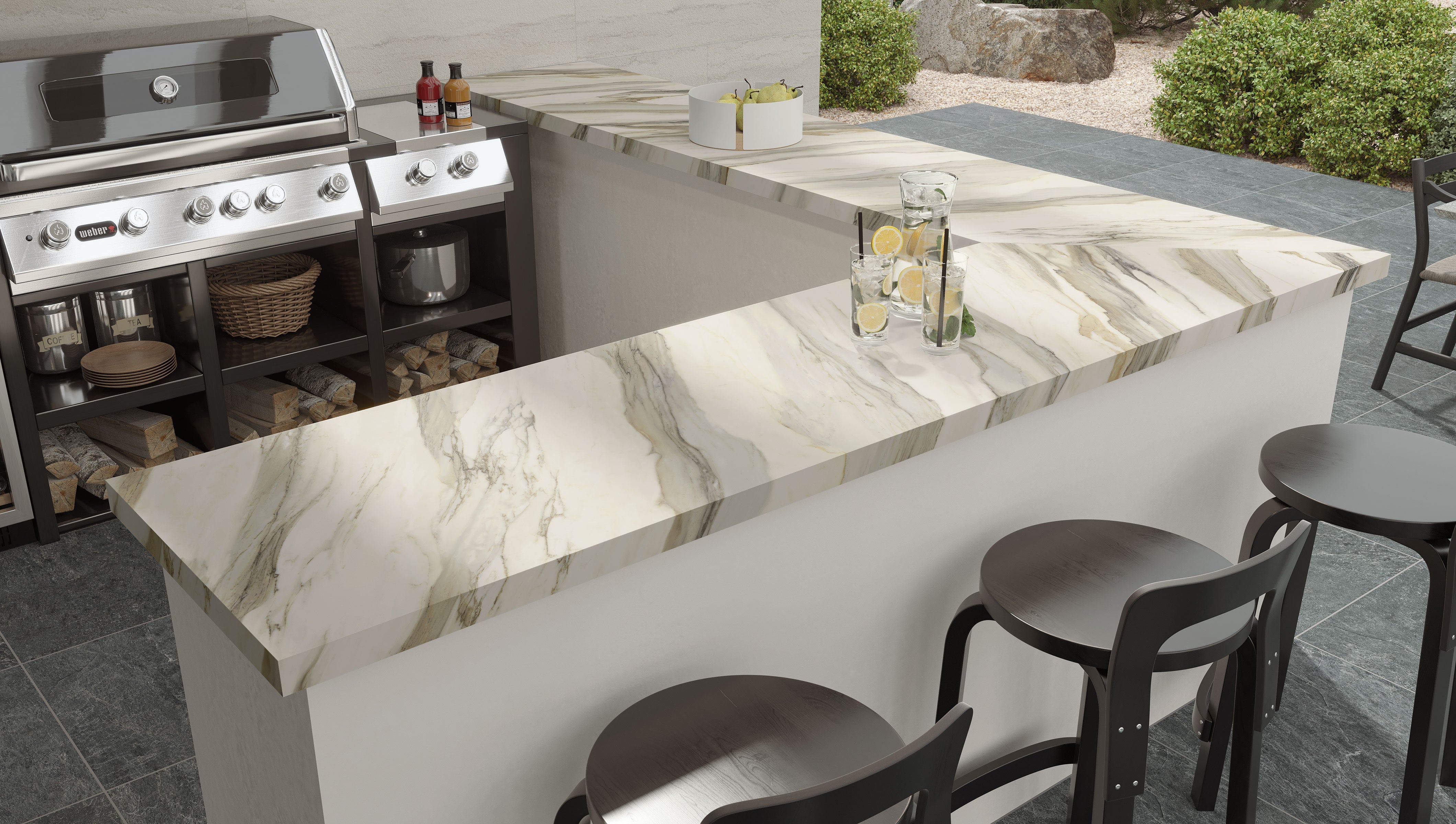 JEM: Aria Gold L-Shaped Top Prefab Slab (5"x96"x12mm | matte)