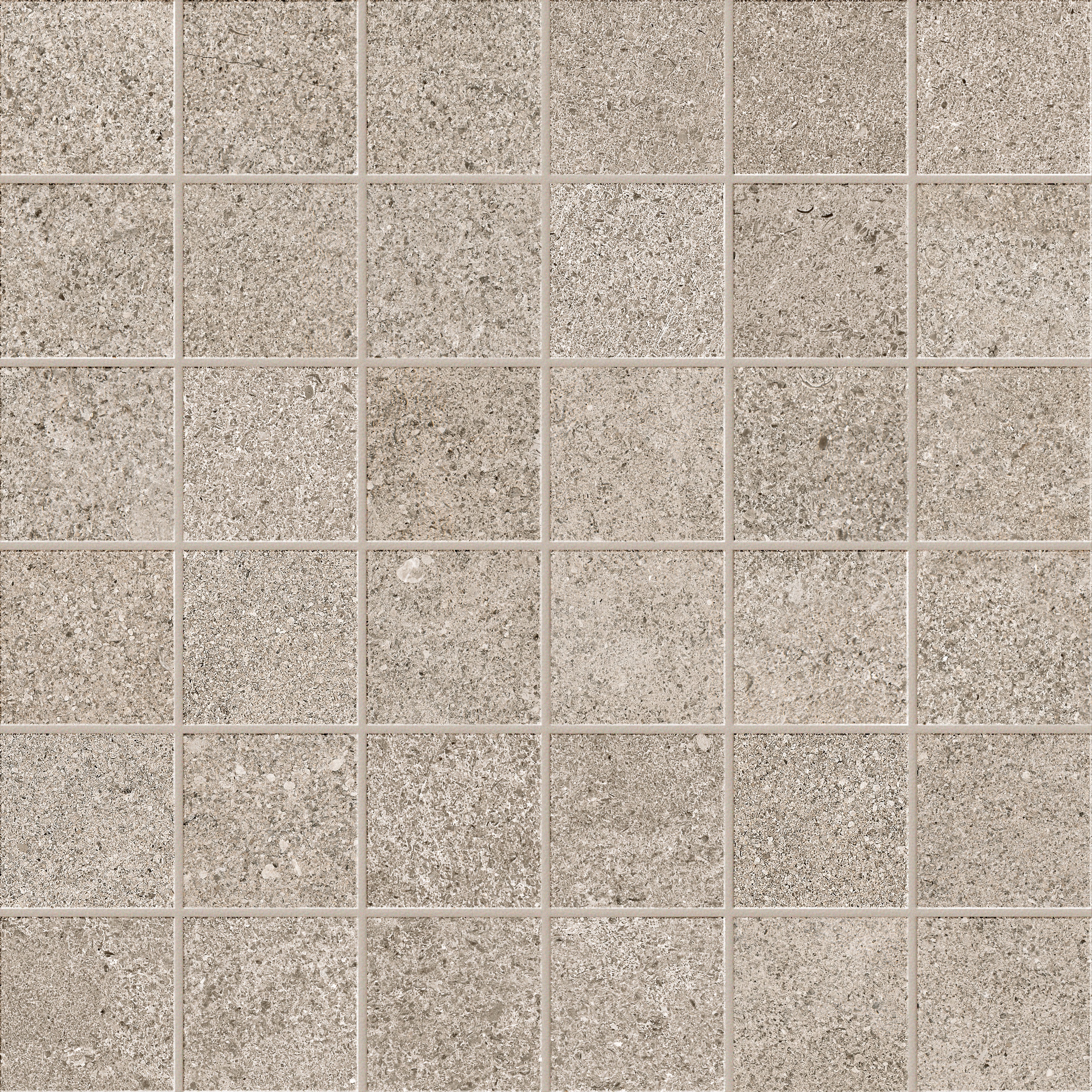 INFINITY Desert porcelain mosaic, top-down product view, 12"×12"×11/32" size. Premium porcelain for floors and walls.