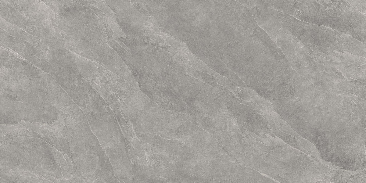 Level Stone Slate Grey porcelain field tile by Emil, naturale finish, 62 63/64"x125 63/64"x6.5-mm size. Premium Italian porcelain for floors and walls.