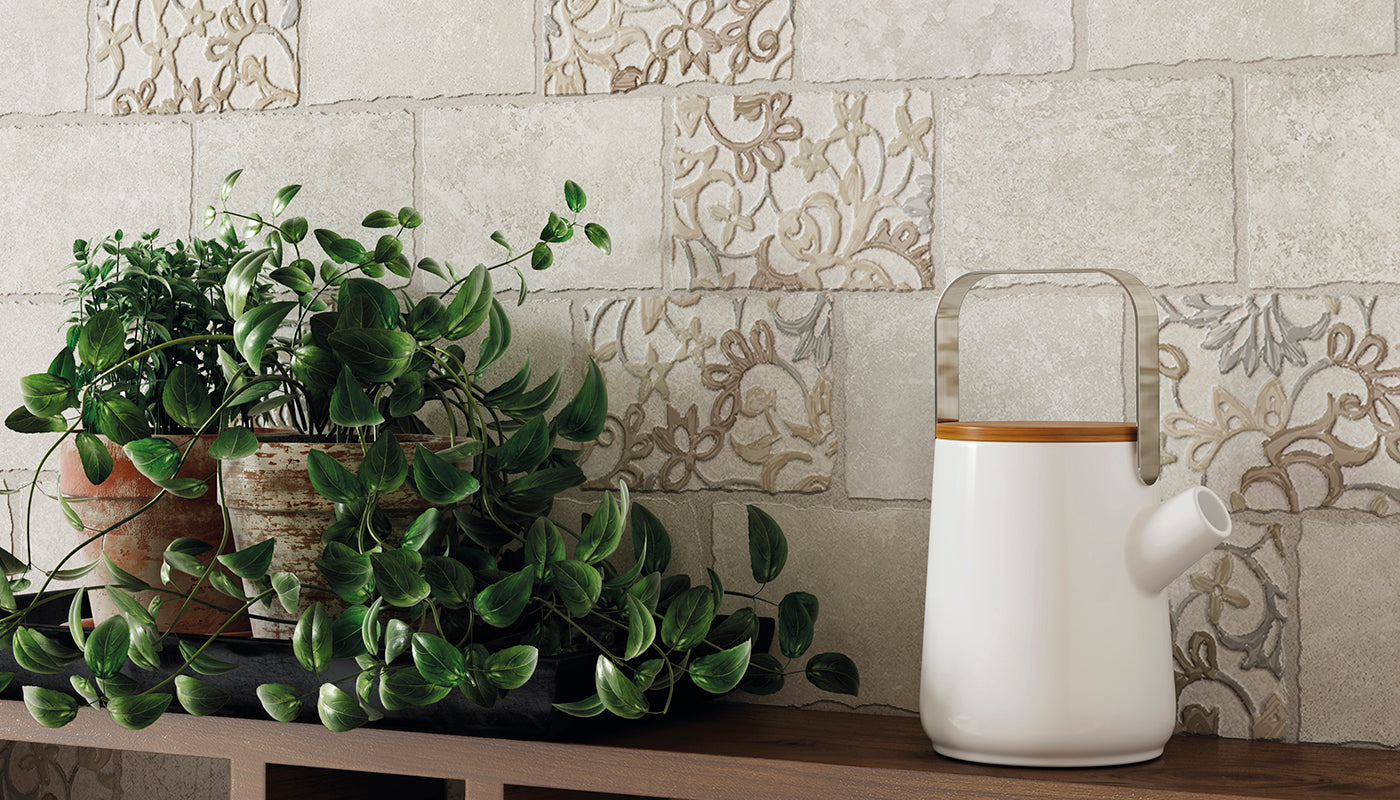 Heritage IVORY porcelain mosaic tile by Emil, naturale finish, 12"x24" size. Premium Italian porcelain for floors and walls.
