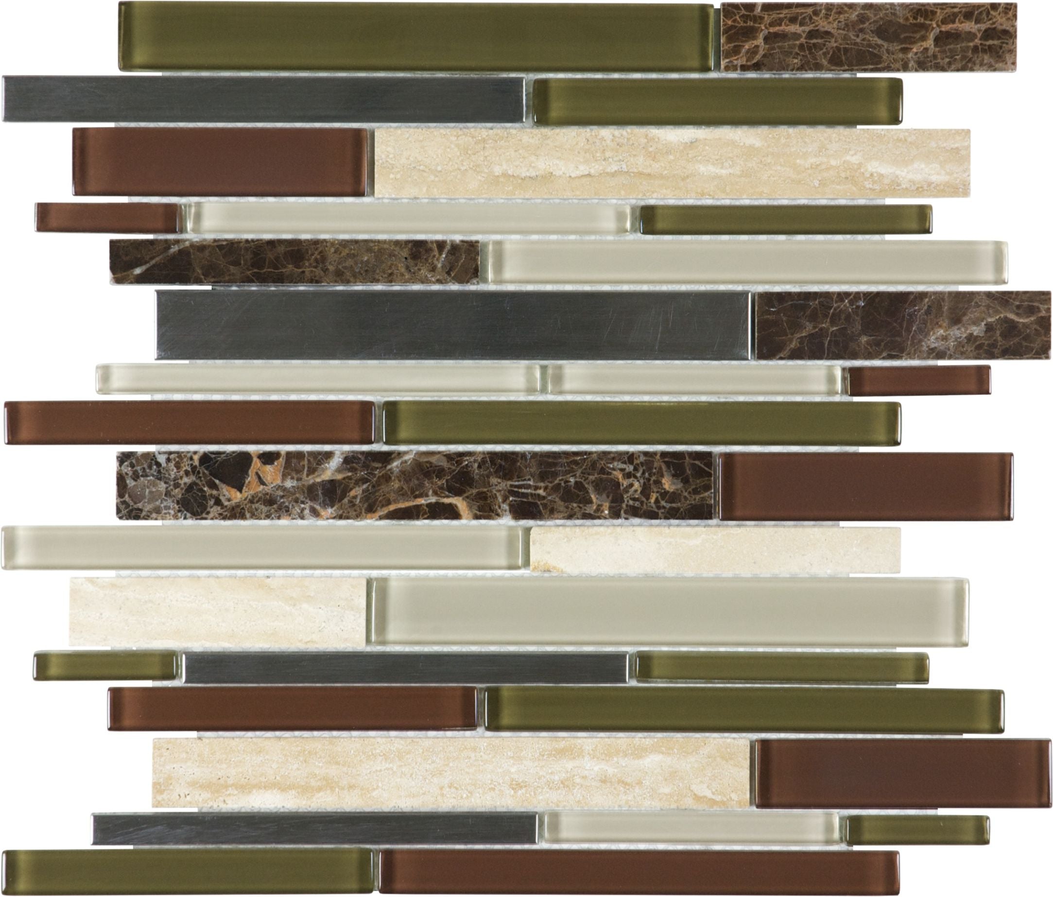Glass Stone mosaic by Anatolia Tile, top-down product view. Premium porcelain for floors and walls.