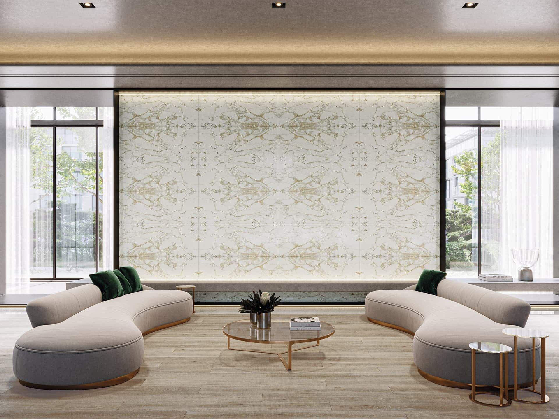Massa White Bookmatch Wall Tile (23x59x10.5-mm | gloss)