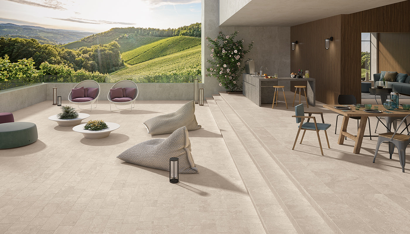 MaPierre BEIGE porcelain mosaic tile by Emil, naturale finish, 12"x12" size. Premium Italian porcelain for floors and walls.