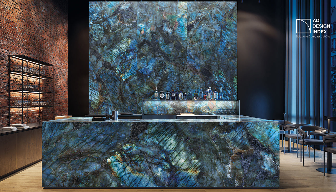 Tele di Marmo Lumia LABRADORITE porcelain mosaic tile by Emil, full lappato finish, 12"x12" size. Premium Italian porcelain for floors and walls.