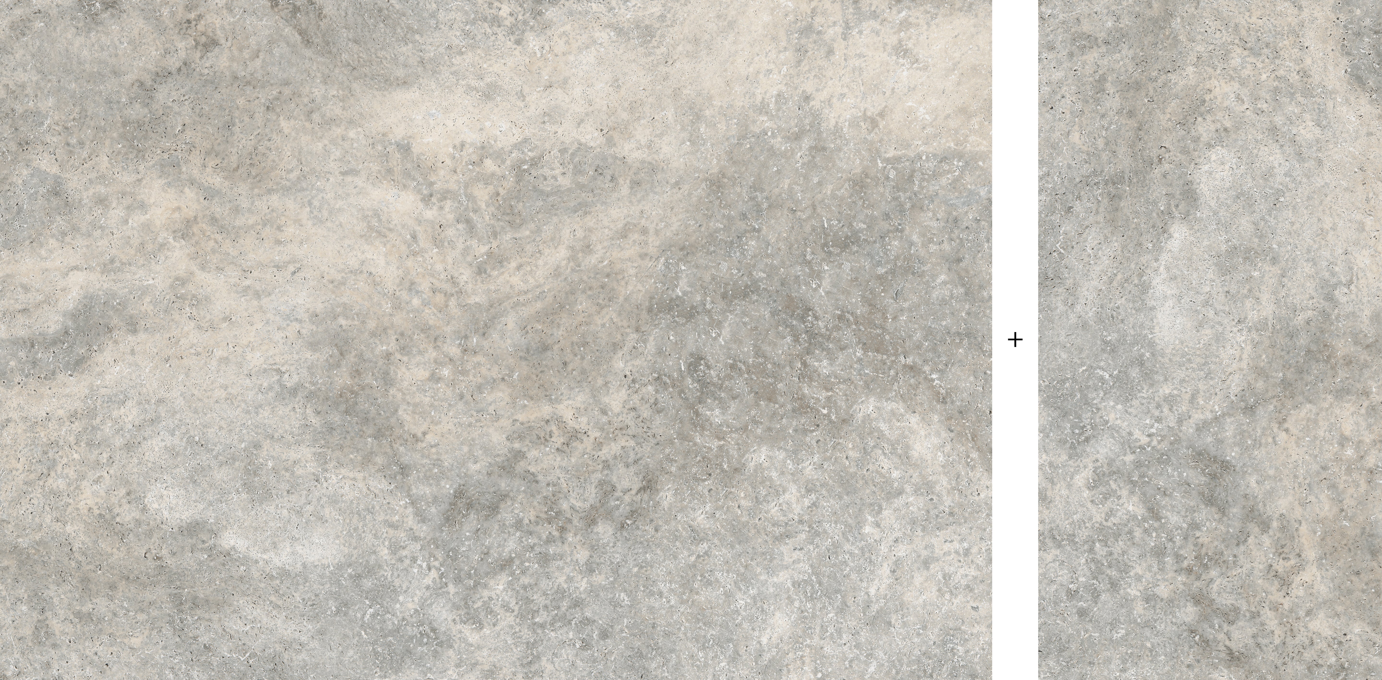 FRONTIER20 Cross Cut Silver porcelain pavers, top-down product view, 2 pcs / 7.75 sqft / 0.7874" thick size. Premium porcelain for floors and walls.