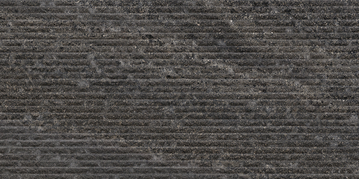 Stonehenge Anthracite porcelain field tile by Emil, naturale finish, 11 13/16"x23 5/8"x8.5-mm size. Premium Italian porcelain for floors and walls.