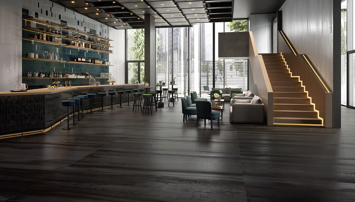 Metallica STEEL porcelain mosaic tile by Emil, naturale finish, 12"x12" size. Premium Italian porcelain for floors and walls.