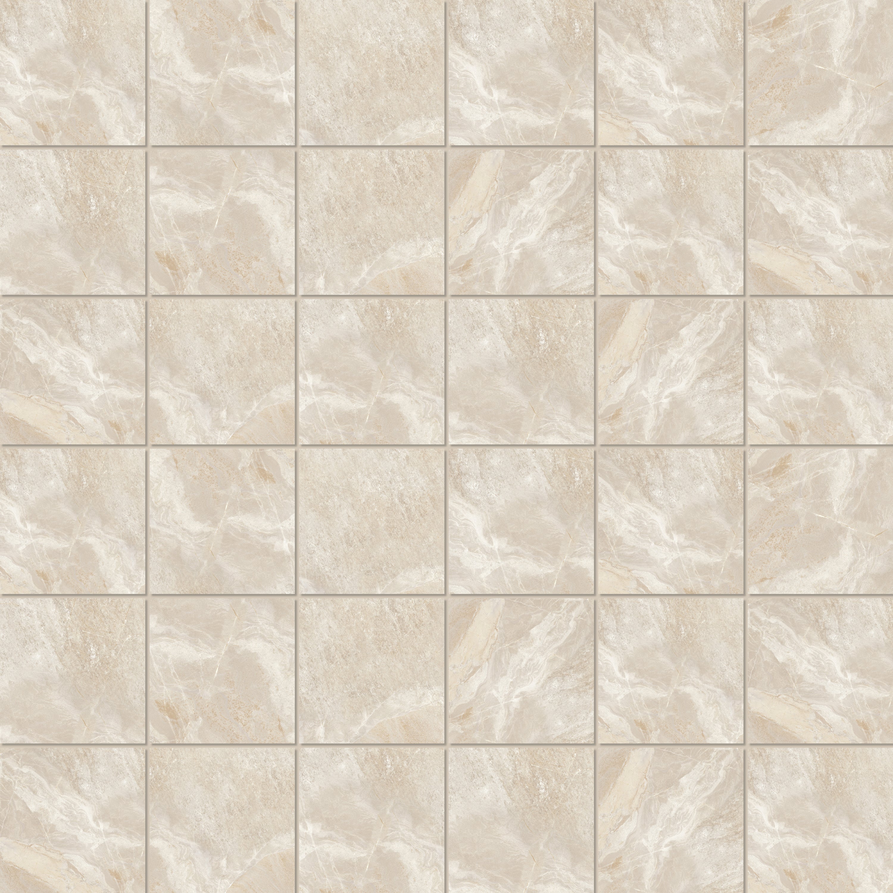 BARCELONA Gold porcelain mosaic, top-down product view, 12"×12"×5/16" size. Premium porcelain for floors and walls.