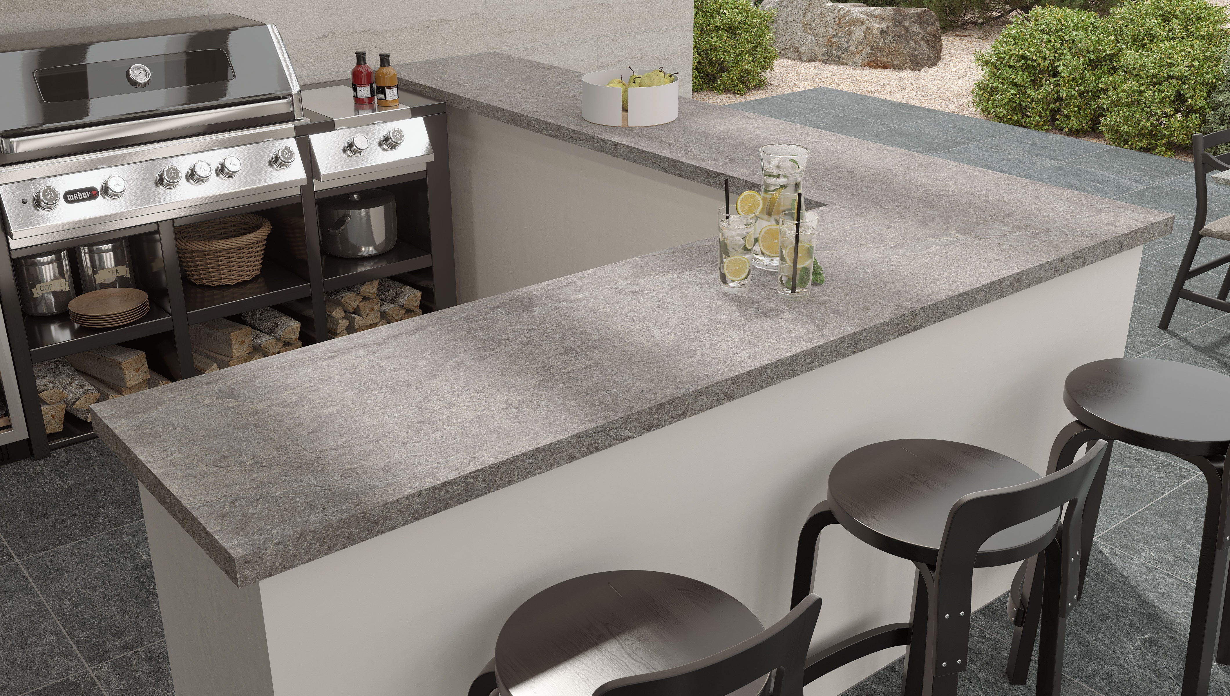 FARMHOUSE LIVING: Millstone L-Shaped Top Prefab Slab (5"x96"x12mm | matte)