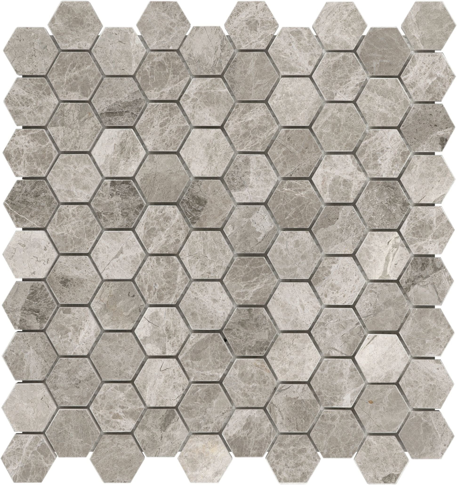 mosaic by Anatolia Tile, top-down product view, 1 1/4" size. Premium porcelain for floors and walls.
