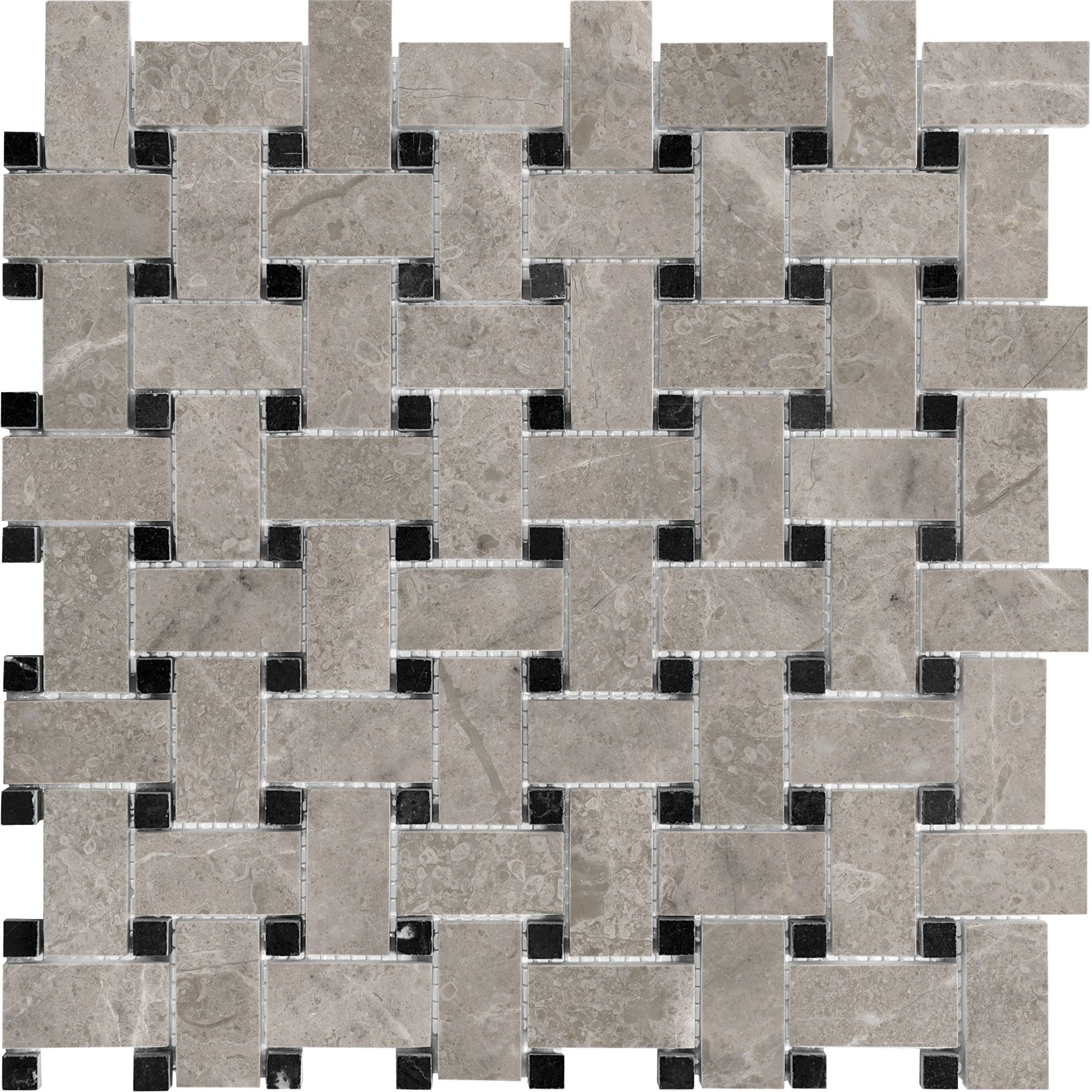 Ritz Gray mosaic by Anatolia Tile, top-down product view. Premium porcelain for floors and walls.
