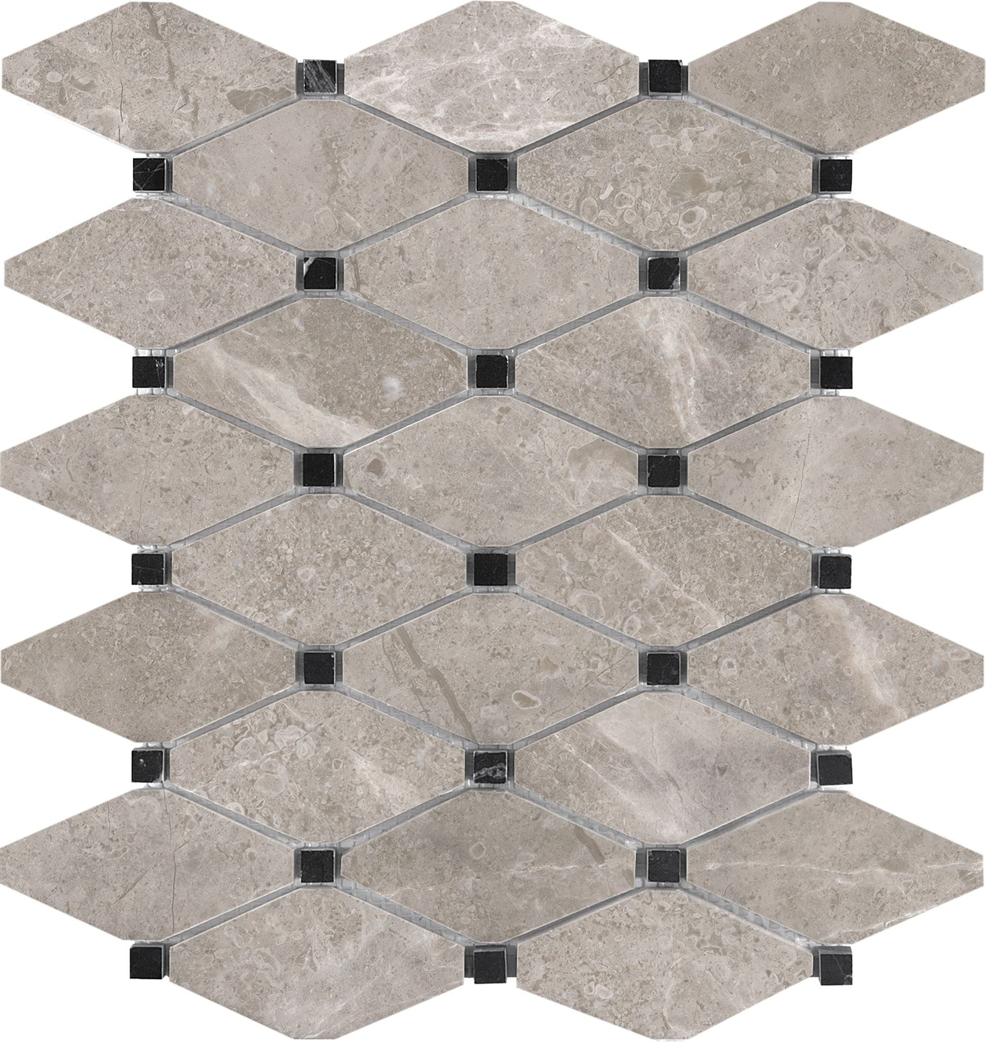 Ritz Gray mosaic by Anatolia Tile, top-down product view. Premium porcelain for floors and walls.